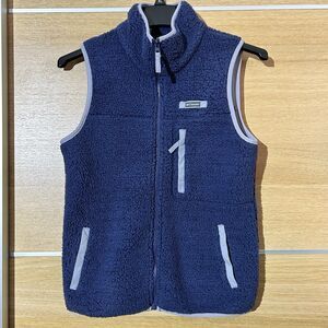 Columbia Sherpa Fleece Vest - Men's Sz S - Blue Full Zip Pockets Hiking Camping